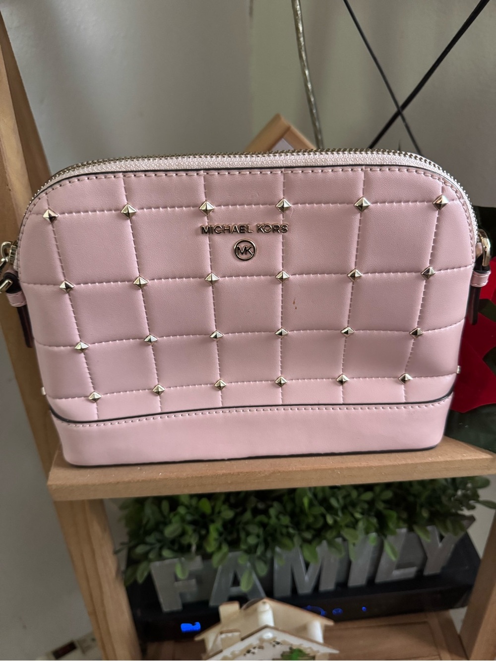 Michael Kors Blush Pink Quilted Stud Dome Crossbody